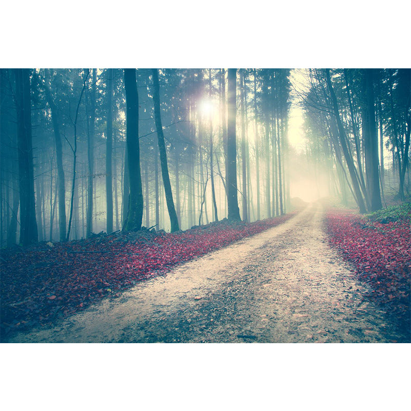 Misty Forest Scenery Wall Mural Modern Non-Woven Wall Decor in Soft Color for Home Clearhalo 'Wall Decor' 'Wall Mural' 1897211