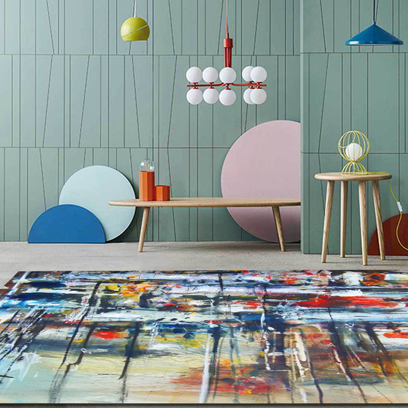 Multi-Color Living Room Rug Modernism Brushstroke Pattern Rug Polyester Machine Washable Non-Slip Backing Carpet Yellow Clearhalo 'Area Rug' 'Rug' 1897267