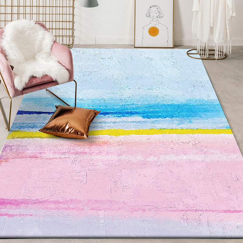 Modernist Parlour Rug Blue and Pink Abstract Rug Polyester Washable Non-Slip Pet Friendly Area Rug Clearhalo 'Area Rug' 'Rug' 1897284