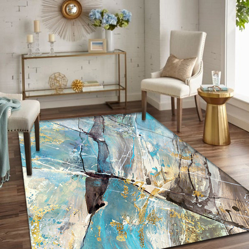 Aesthetic Abstract Watercolor Pattern Rug Blue Simplicity Rug Polyester Washable Non-Slip Pet Friendly Area Rug for Parlour Clearhalo 'Area Rug' 'Rug' 1897300