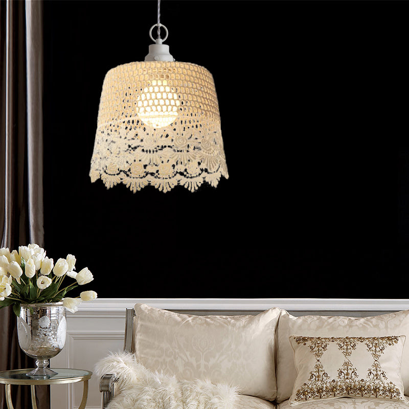 Contemporary Cylinder Hanging Light Single Head Fabric Ceiling Pendant in Beige for Study Room Beige Clearhalo 'Ceiling Lights' 'Pendant Lights' 'Pendants' Lighting' 189735_87af83a0-a08b-4cab-860e-28639c03783b