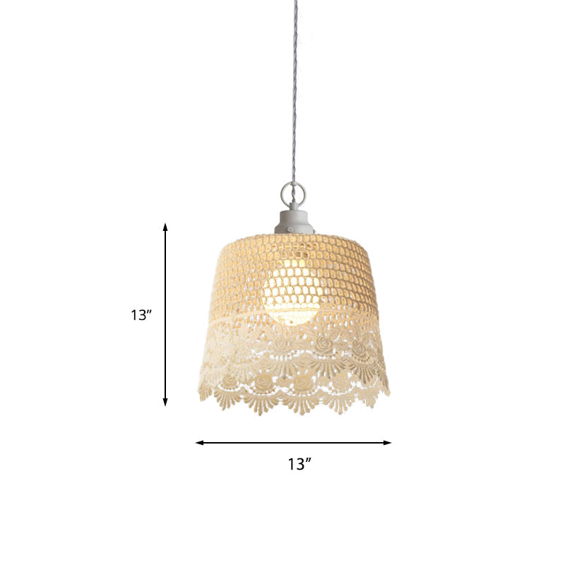 Contemporary Cylinder Hanging Light Single Head Fabric Ceiling Pendant in Beige for Study Room Clearhalo 'Ceiling Lights' 'Pendant Lights' 'Pendants' Lighting' 189738