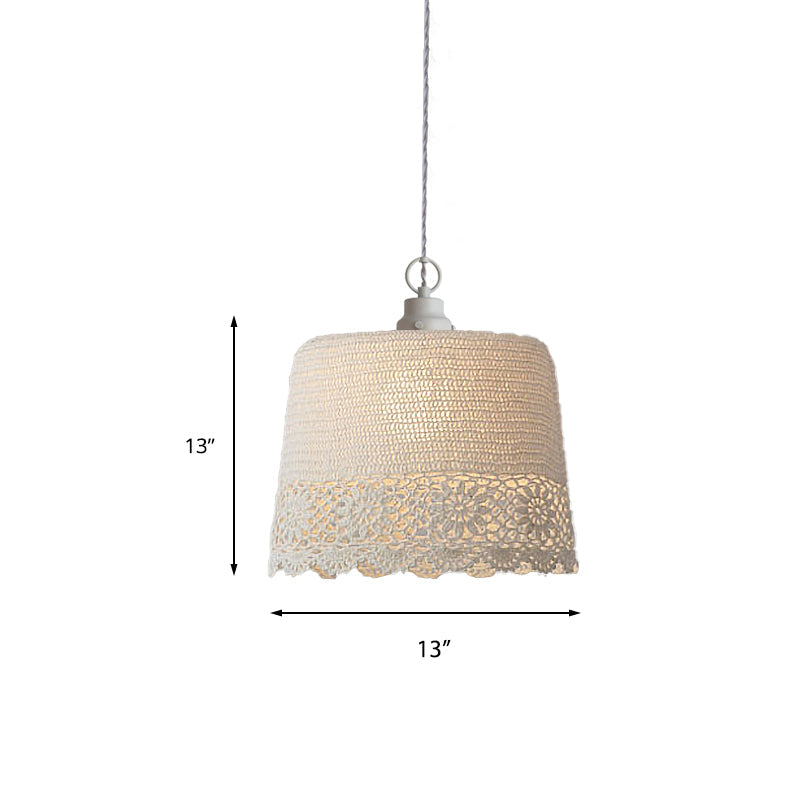 Adult Bedroom Drum Hanging Light Fabric One Head Modern Stylish Beige Pendant Light Clearhalo 'Ceiling Lights' 'Pendant Lights' 'Pendants' Lighting' 189742