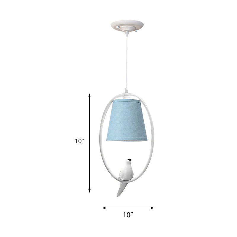 Balcony Bird Hanging Lamp with Tapered Shade Metal 1 Head Blue Pendant Light Clearhalo 'Ceiling Lights' 'Pendant Lights' 'Pendants' Lighting' 189754