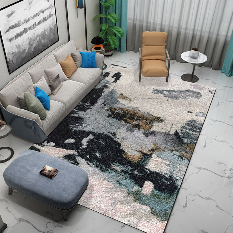 Industrial Abstractive Pattern Rug Multicolor Polyester Carpet Non-Slip Washable Pet Friendly Rug for Sitting Room Black Clearhalo 'Area Rug' 'Rug' 1897553