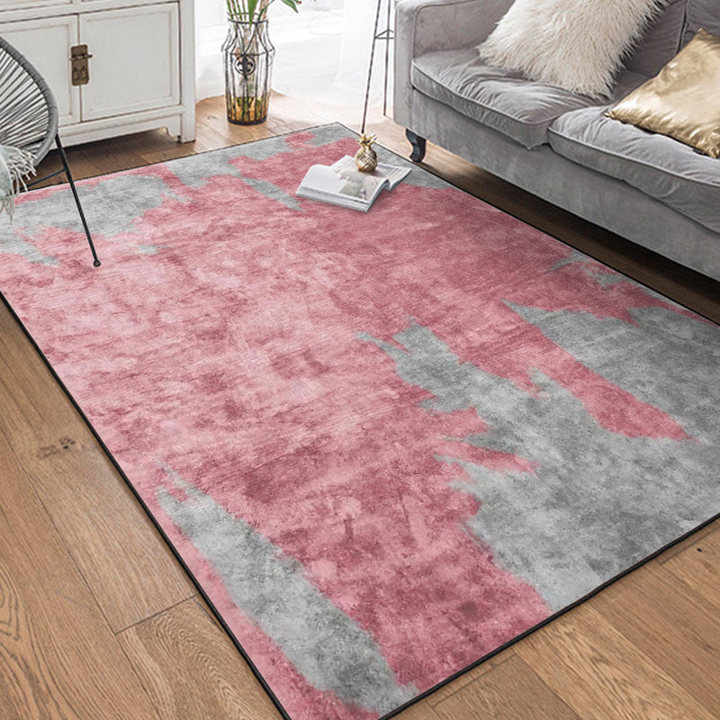 Casual Industrial Area Rug Polyester Abstract Watercolor Pattern Carpet Washable Pet Friendly Carpet for Parlour Pink Clearhalo 'Area Rug' 'Rug' 1897576