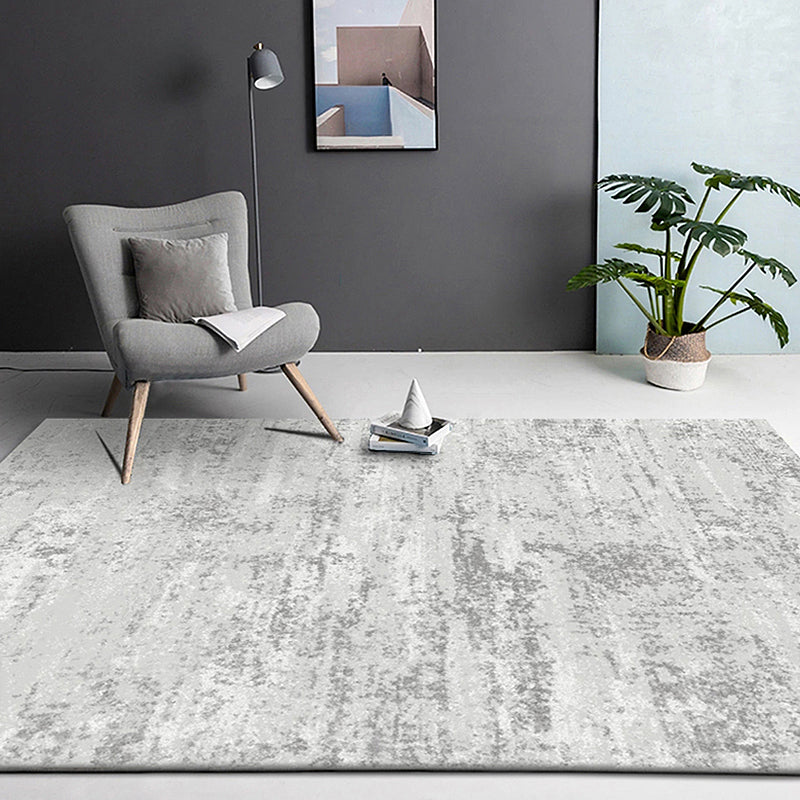 Industrial Abstract Area Rug Silver Grey Polyester Carpet Anti-Slip Pet Friendly Washable Rug for Living Room Light Gray Clearhalo 'Area Rug' 'Rug' 1897669