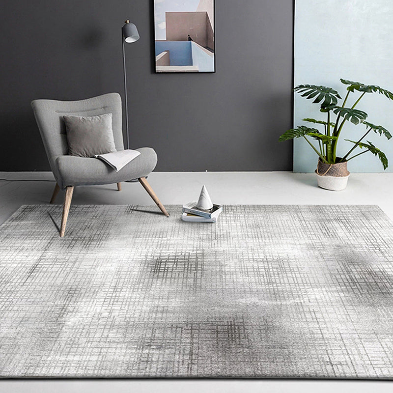Industrial Abstract Area Rug Silver Grey Polyester Carpet Anti-Slip Pet Friendly Washable Rug for Living Room Silver Gray Clearhalo 'Area Rug' 'Rug' 1897671