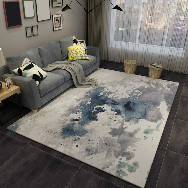 Blue and Grey Parlour Rug Modern Abstract Indoor Rug Polyester Machine Washable Non-Slip Backing Area Carpet Blue Clearhalo 'Area Rug' 'Rug' 1897711