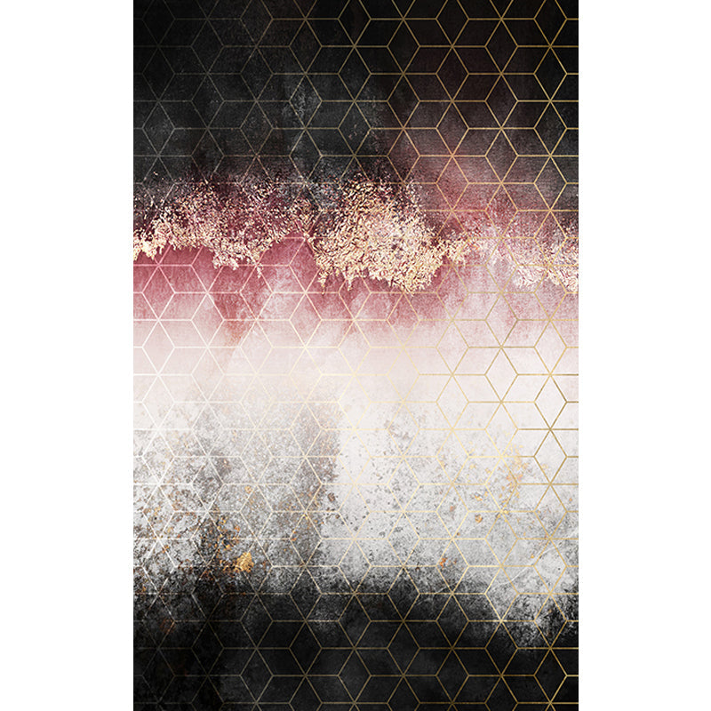 Modern Living Room Rug Black and Pink Abstract Rug Polyester Machine Washable Non-Slip Backing Pet Friendly Area Rug Clearhalo 'Area Rug' 'Rug' 1897897