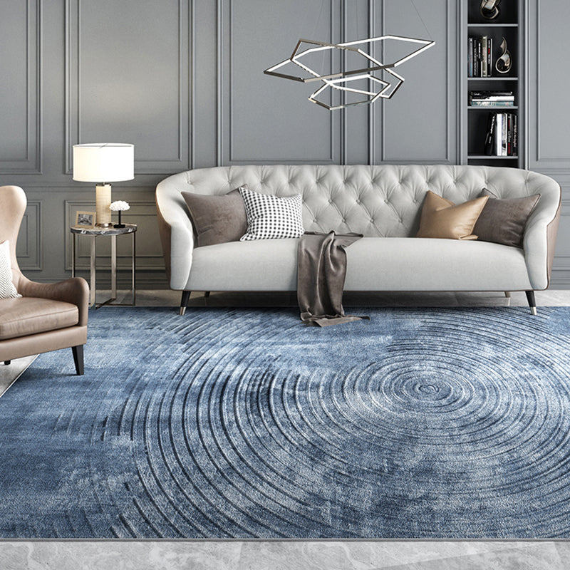 Simple Industrial Rug Polyester Swirl Striped Pattern Carpet Washable Non-Slip Backing Pet Friendly Area Rug for Bedroom Blue Clearhalo 'Area Rug' 'Rug' 1897916