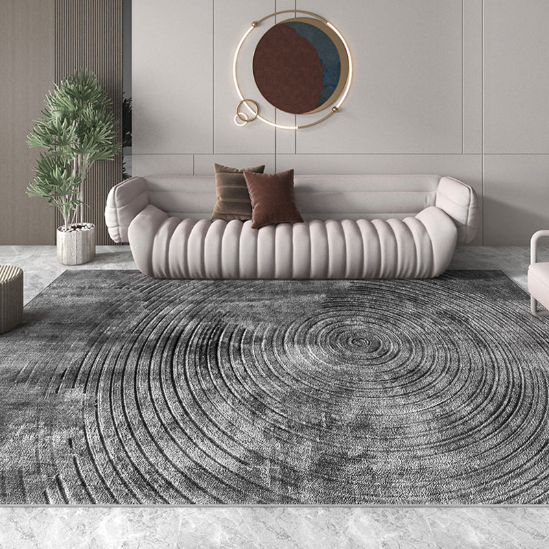 Simple Industrial Rug Polyester Swirl Striped Pattern Carpet Washable Non-Slip Backing Pet Friendly Area Rug for Bedroom Dark Gray Clearhalo 'Area Rug' 'Rug' 1897917