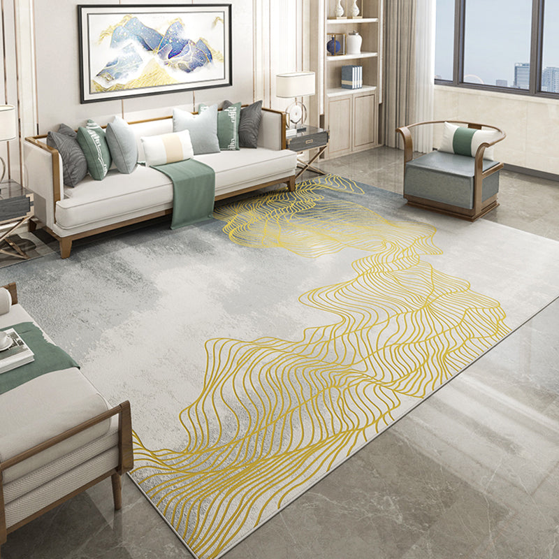 Industrial Rug Polyester Watercolor and Swirl Striped Pattern Rug Pet Friendly Washable Non-Slip Area Carpet for Bedroom Grey Clearhalo 'Area Rug' 'Rug' 1897925