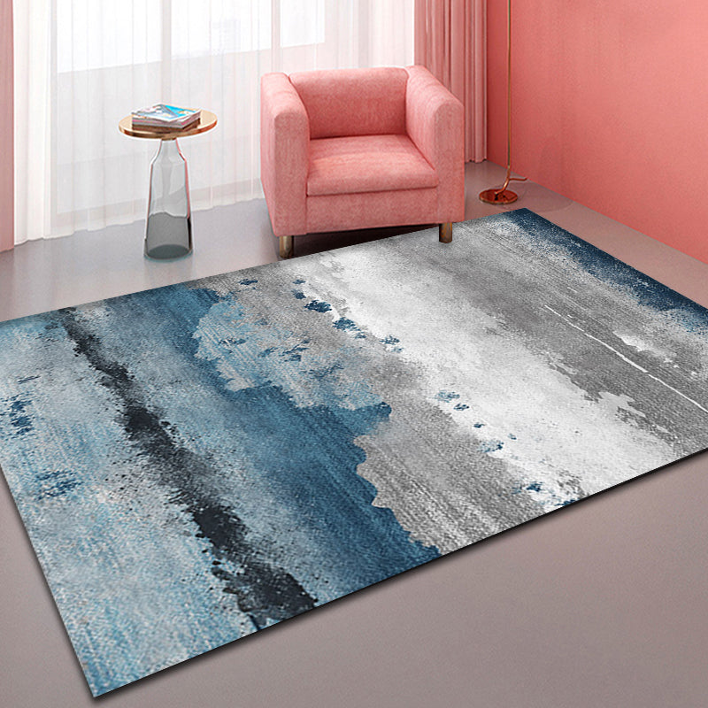 Industrial Style Abstract Rug Blue and Grey Polyester Carpet Non-Slip Backing Area Rug for Sitting Room Blue Clearhalo 'Area Rug' 'Rug' 1897942