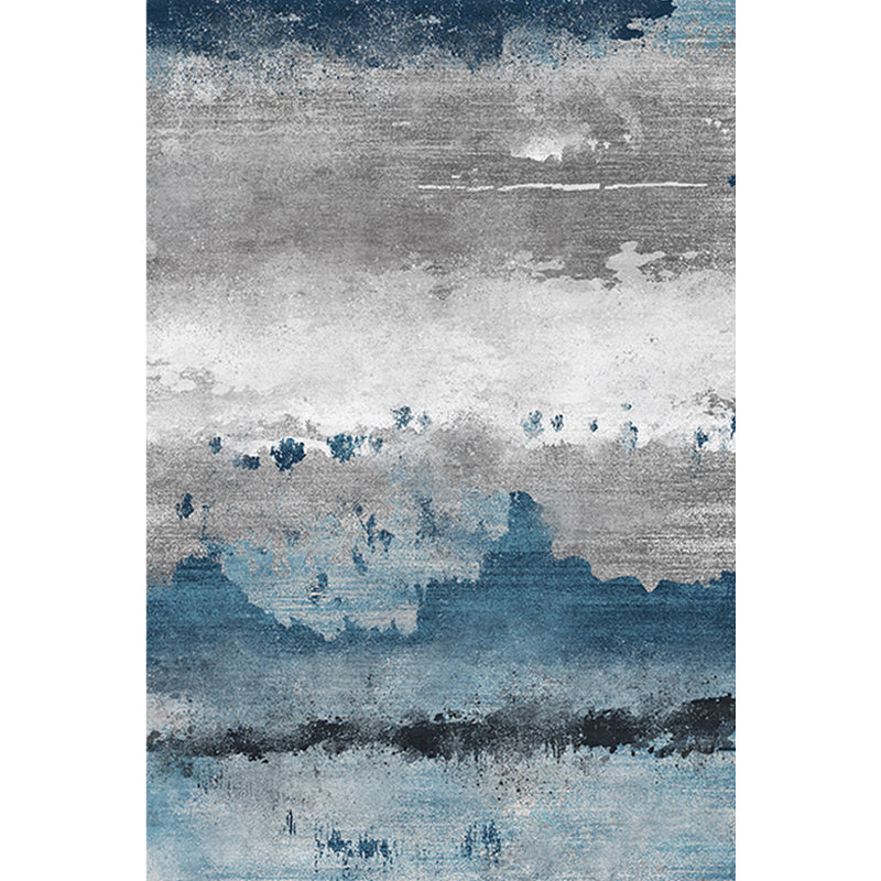 Industrial Style Abstract Rug Blue and Grey Polyester Carpet Non-Slip Backing Area Rug for Sitting Room Clearhalo 'Area Rug' 'Rug' 1897944