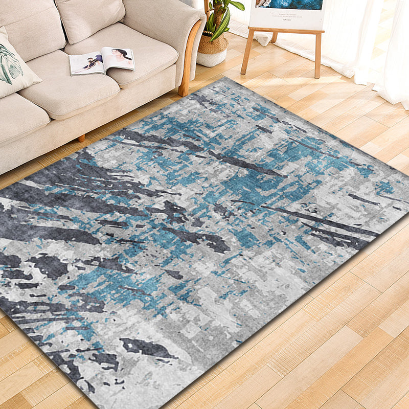 Modern Parlour Rug Blue Abstract Rug Polyester Machine Washable Non-Slip Backing Pet Friendly Indoor Rug Clearhalo 'Area Rug' 'Rug' 1897949