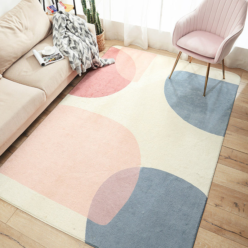 Novelty Living Room Rug Pastel Color Blocking Carpet Polyester Pet-Friendly Area Rug Pink Clearhalo 'Area Rug' 'Rug' 1897965