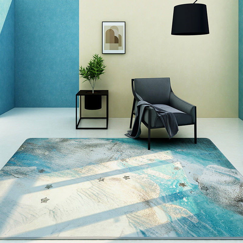 Creative Marble Look Rug Light Color Polypropylene Carpet Stain Resistant Area Rug for Living Room Light Blue Clearhalo 'Area Rug' 'Rug' 1897976