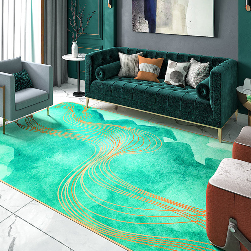 Enchanting Abstract Rug Bright Color Novelty Area Carpet Synthetics Washable Rug for Living Room Turquoise Clearhalo 'Area Rug' 'Rug' 1897994