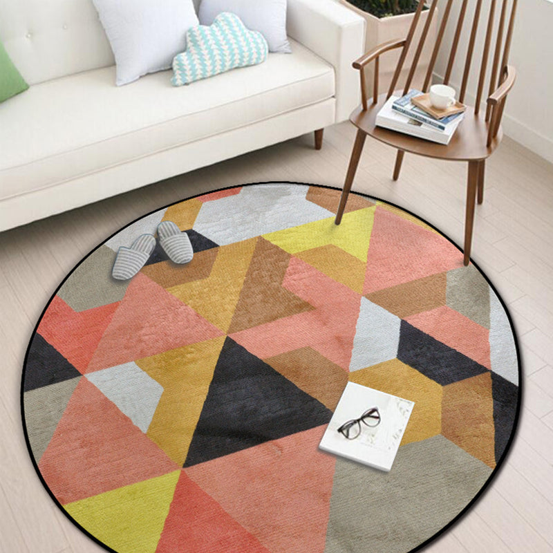 Unique Multi Colored Geometric Rug Polyester Contemporary Indoor Rug Machine Washable Carpet for Home Yellow-Red Clearhalo 'Area Rug' 'Rug' 1898237