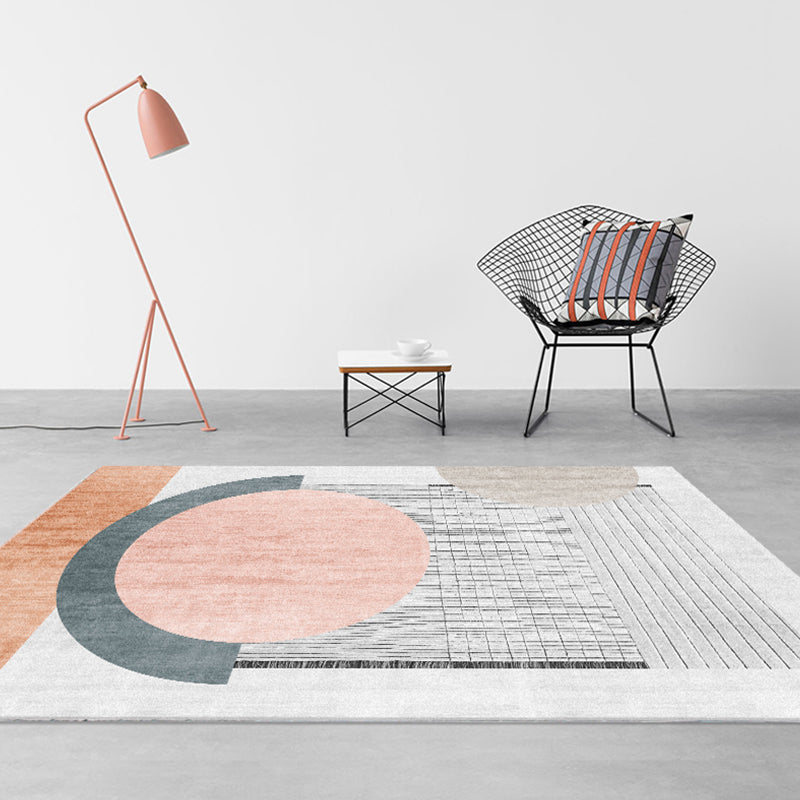 Esthetic Geometric Indoor Rug Morandi Color Creative Rug Polyester Stain-Proofing Carpet for Living Room Light Gray Clearhalo 'Area Rug' 'Rug' 1898382