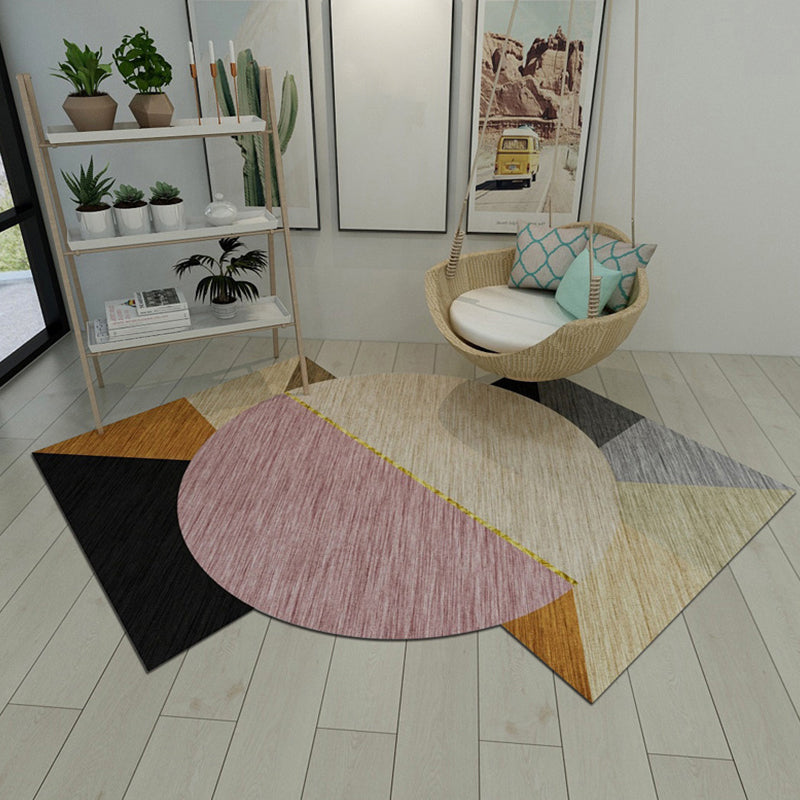 Odd-Shaped Geometric Patchwork Rug Soft Color Novelty Carpet Synthetics Anti-Slip Rug for Bedroom Pink Clearhalo 'Area Rug' 'Rug' 1898391