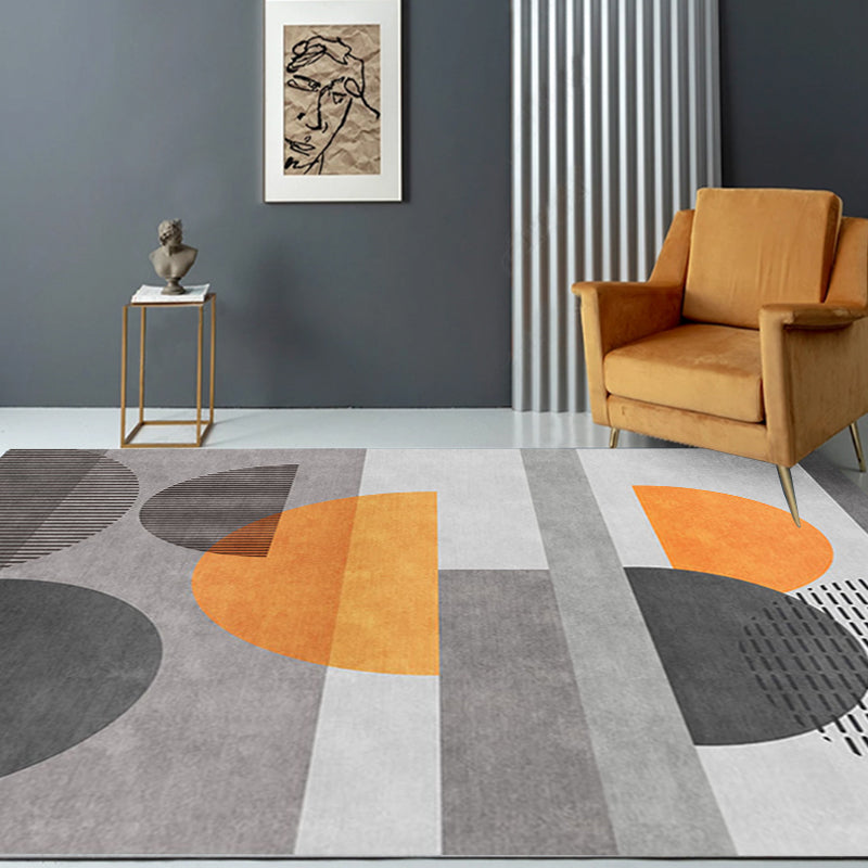 Grey Semicircle Patterned Rug Synthetics Modern Carpet Pet-Friendly Non-Slip Rug for Living Room Clearhalo 'Area Rug' 'Rug' 1898412
