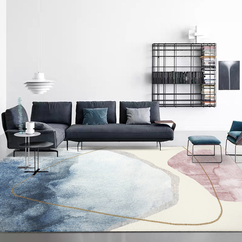 Pastel Color Living Room Rug Nordic Colorblock Area Carpet Polyester Anti-Slip Backing Rug Ivory Clearhalo 'Area Rug' 'Rug' 1898508