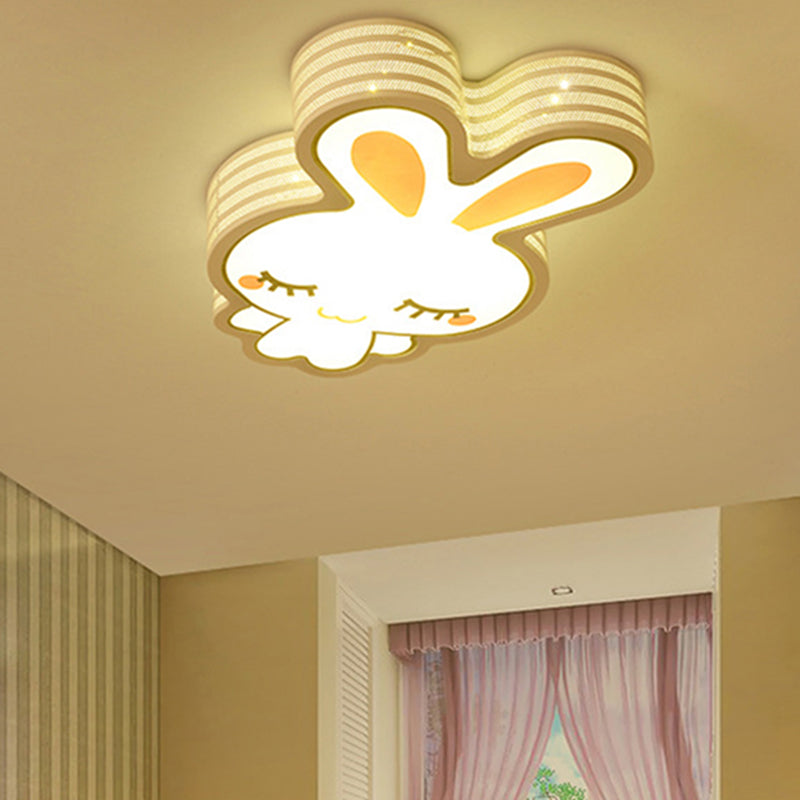 White Cartoon Pattern Ceiling Lamp Modern Lovely Acrylic LED Flush Mount Light for Baby Room White Naughty Rabbit Clearhalo 'Ceiling Lights' 'Close To Ceiling Lights' 'Close to ceiling' 'Flush mount' Lighting' 189854