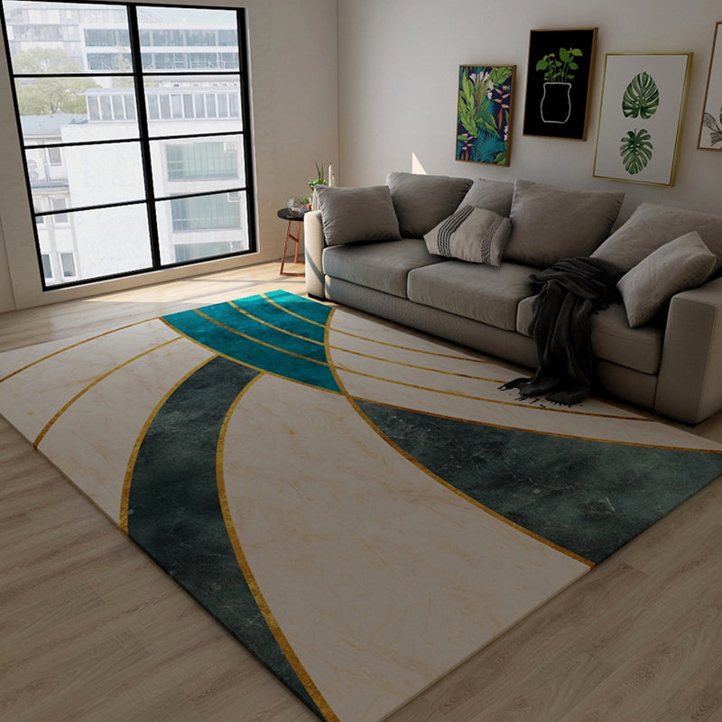Dark Color Block Abstract Rug Polypropylene Minimalist Carpet Stain Resistant Anti-Slip Backing Rug for Bedroom Beige Clearhalo 'Area Rug' 'Rug' 1898585