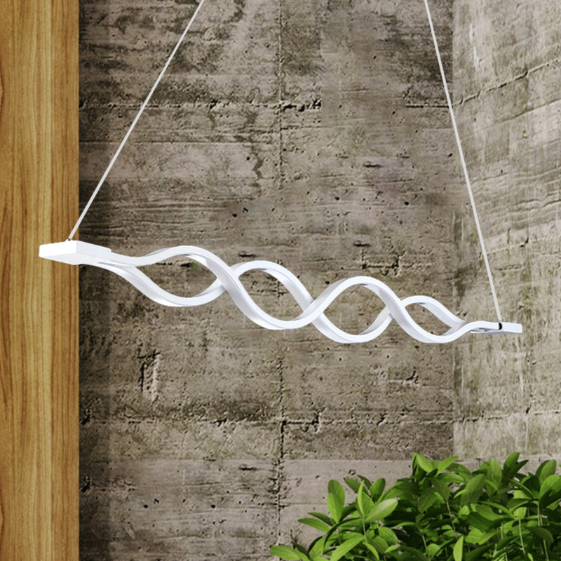 White Waves Island Light Fixture Minimal 2/4-Light Acrylic LED Suspension Lighting in Warm/White Light White 2