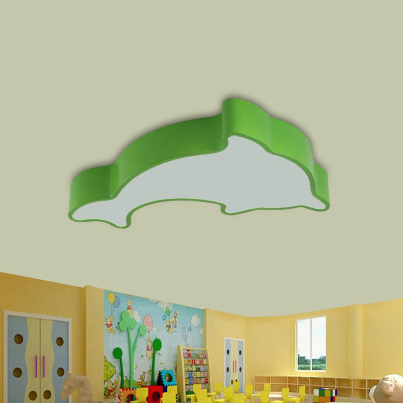 White/Red/Yellow Dolphin Lighting Fixture Children LED Acrylic Flush Mount Ceiling Light for Bedroom Green Clearhalo 'Ceiling Lights' 'Close To Ceiling Lights' 'Close to ceiling' 'Flush mount' Lighting' 1900693