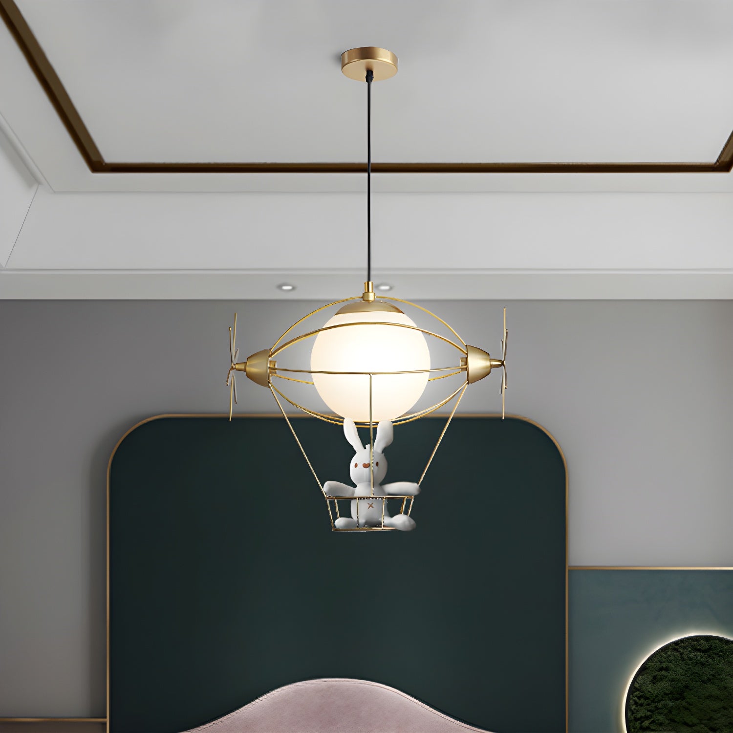 Hot Air Balloon Wall Lighting Pendant Light Metal 1 Head Gold Hanging Ceiling Light Clearhalo 'Ceiling Lights' 'Glass shade' 'Glass' 'Pendant Lights' 'Pendants' Lighting' 1903219