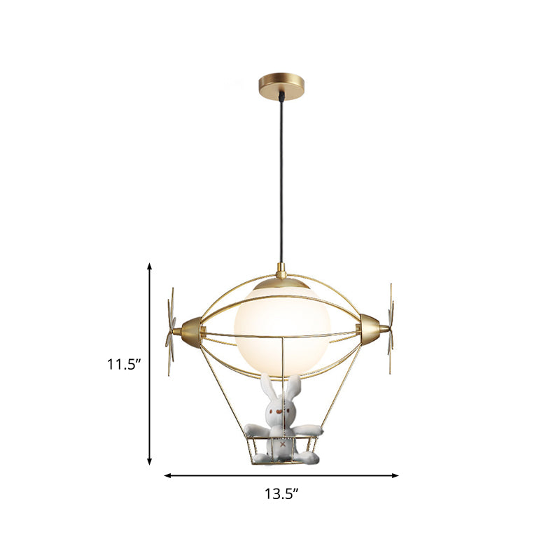 Hot Air Balloon Wall Lighting Pendant Light Metal 1 Head Gold Hanging Ceiling Light Clearhalo 'Ceiling Lights' 'Glass shade' 'Glass' 'Pendant Lights' 'Pendants' Lighting' 1903223