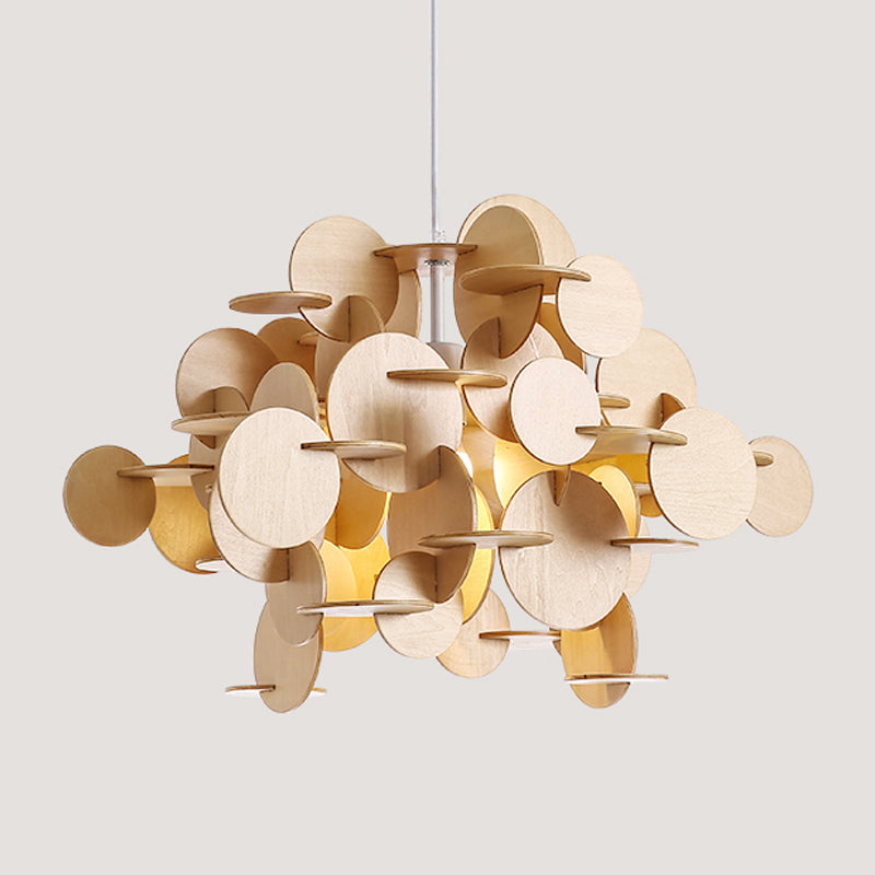 Puzzle Wooden Ceiling Pendant Nordic 1-Light Kid's Bedroom Hanging Lamp in Multicolor/Natural Color Clearhalo 'Ceiling Lights' 'Pendant Lights' 'Pendants' Lighting' 1903503