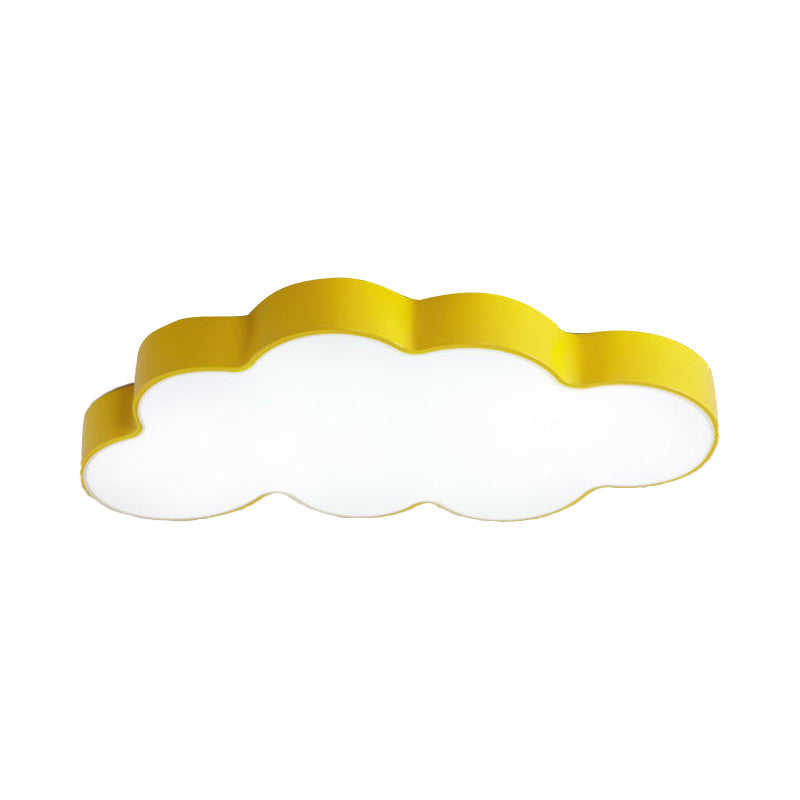 Yellow Cloud Close to Ceiling Light Cartoon Metal LED Flush Mount in White/3 Color Light, 19.5