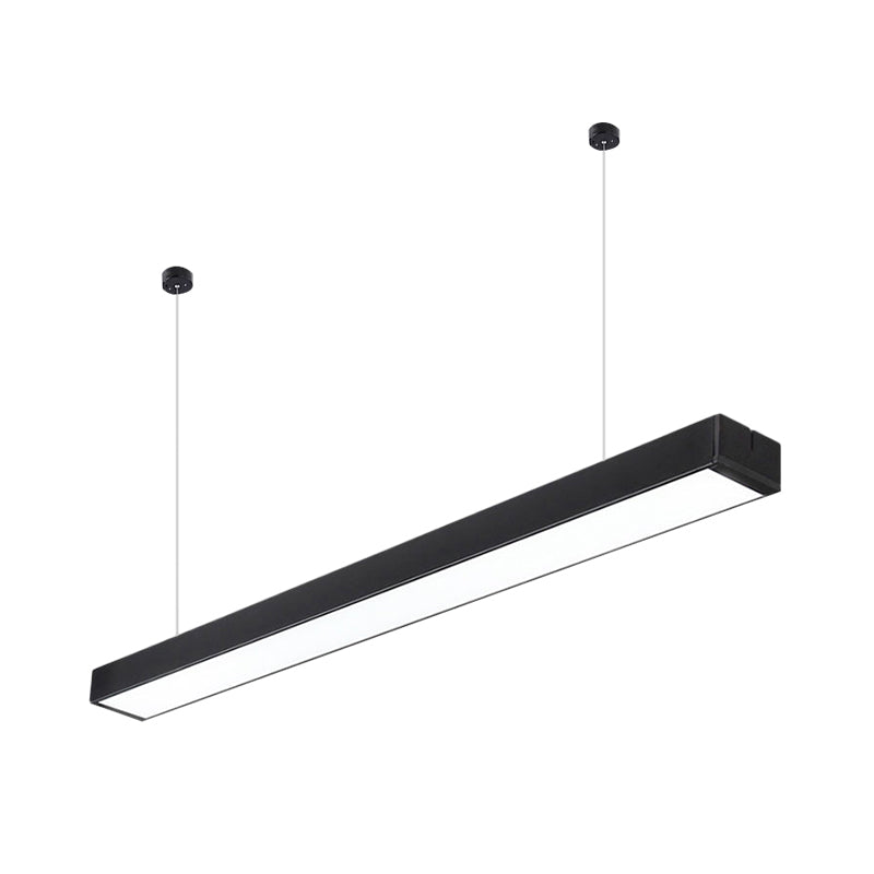 Acrylic Linear LED Hanging Light Minimalism Black/White Ceiling Pendant Lamp for Office, 2