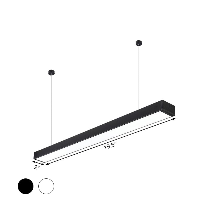 Acrylic Linear LED Hanging Light Minimalism Black/White Ceiling Pendant Lamp for Office, 2