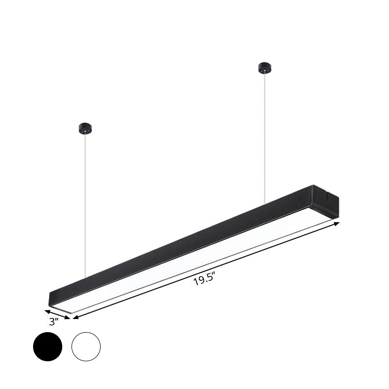 Acrylic Linear LED Hanging Light Minimalism Black/White Ceiling Pendant Lamp for Office, 2