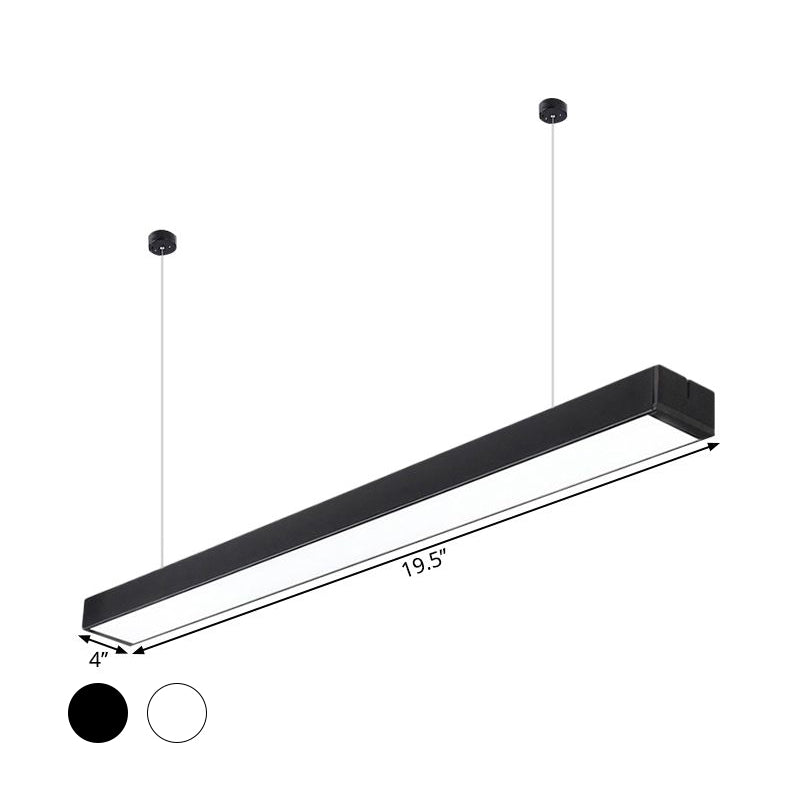 Acrylic Linear LED Hanging Light Minimalism Black/White Ceiling Pendant Lamp for Office, 2