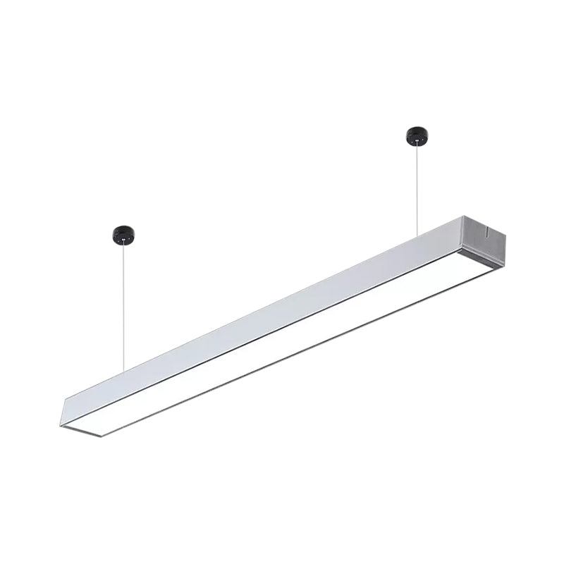 Acrylic Linear LED Hanging Light Minimalism Black/White Ceiling Pendant Lamp for Office, 2