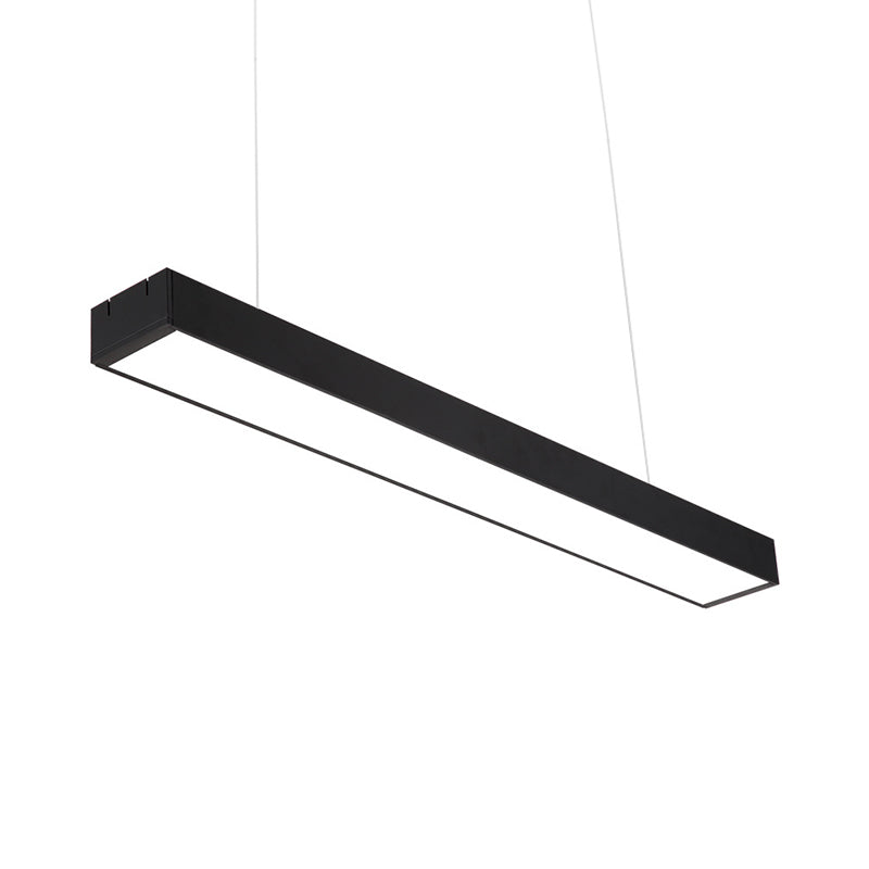 Modern Rectangular Ceiling Lighting Acrylic Office LED Flush Mount in Black, 23.5