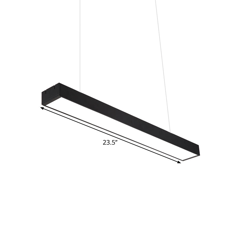 Modern Rectangular Ceiling Lighting Acrylic Office LED Flush Mount in Black, 23.5