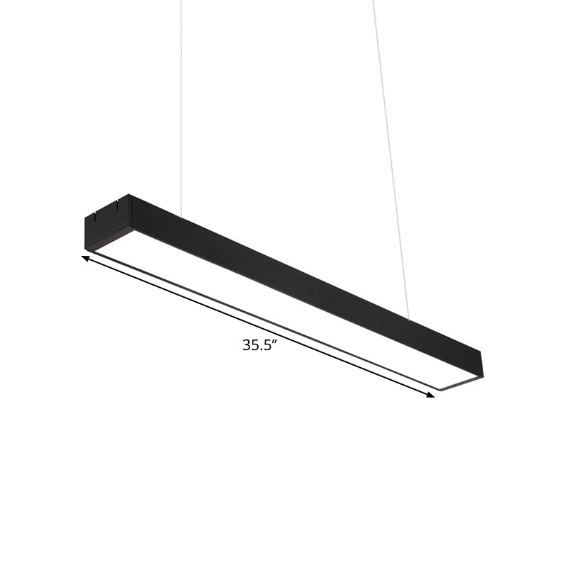 Modern Rectangular Ceiling Lighting Acrylic Office LED Flush Mount in Black, 23.5