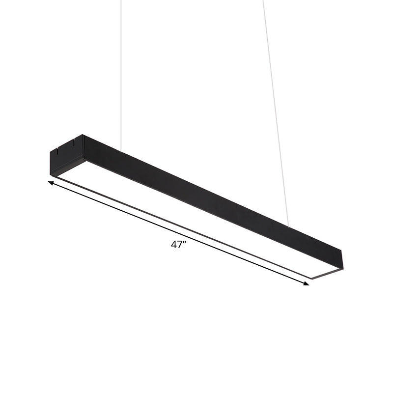 Modern Rectangular Ceiling Lighting Acrylic Office LED Flush Mount in Black, 23.5