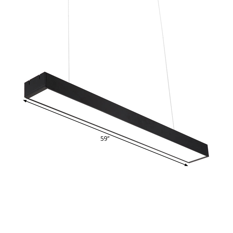 Modern Rectangular Ceiling Lighting Acrylic Office LED Flush Mount in Black, 23.5