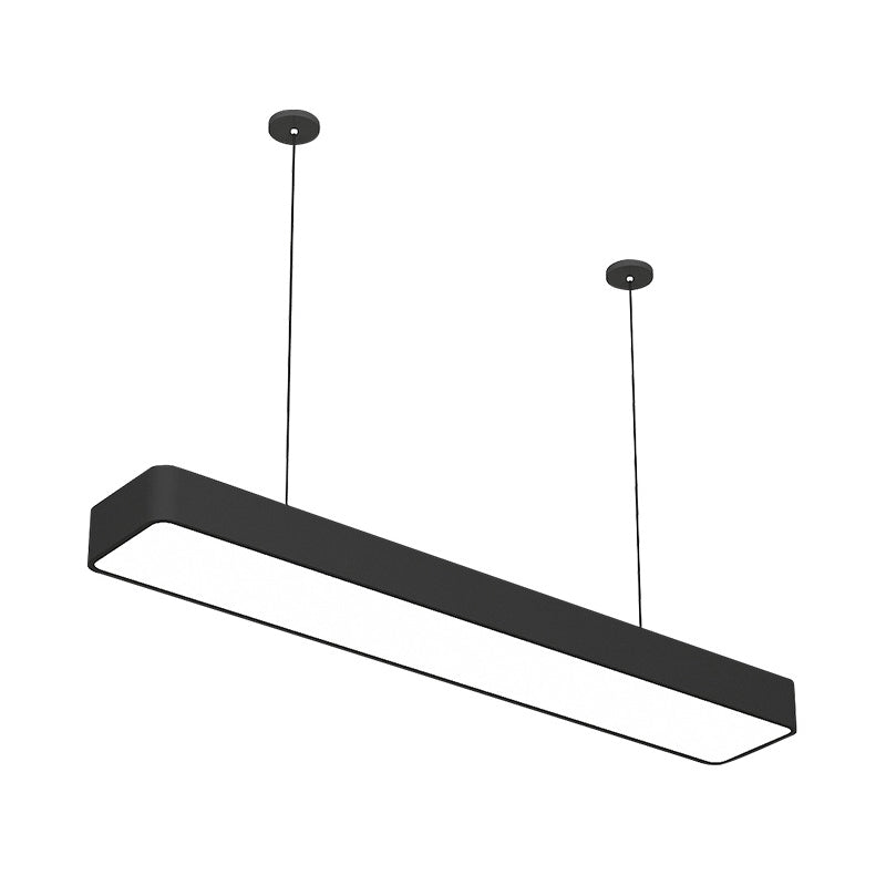 Linear Ceiling Suspension Lamp Modern Acrylic Black LED Drop Pendant for Office, 23.5