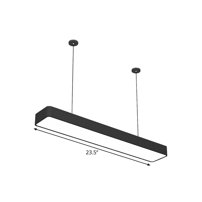 Linear Ceiling Suspension Lamp Modern Acrylic Black LED Drop Pendant for Office, 23.5