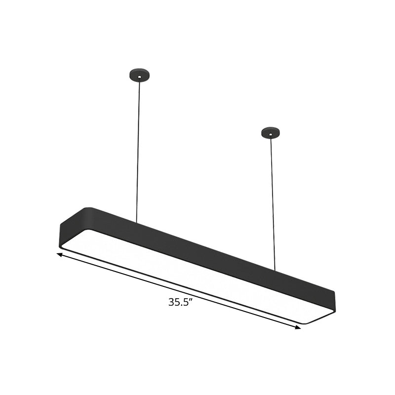 Linear Ceiling Suspension Lamp Modern Acrylic Black LED Drop Pendant for Office, 23.5