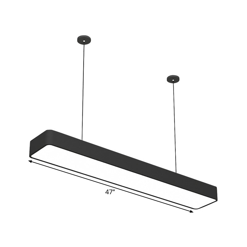 Linear Ceiling Suspension Lamp Modern Acrylic Black LED Drop Pendant for Office, 23.5